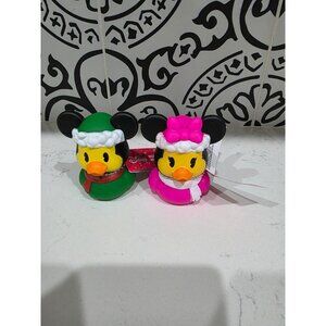 NWT Mickey Mouse Minnie Mouse Lot of 2 Christmas Winter Rubber Duckies Ducky